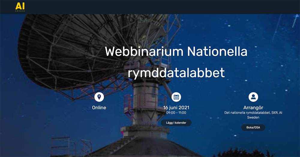 Webbinarium Nationella rymddatalabbet banner