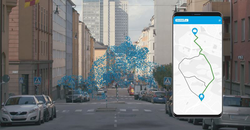 Rambolls digitala karttjänst som visar vägen med renast luft.
