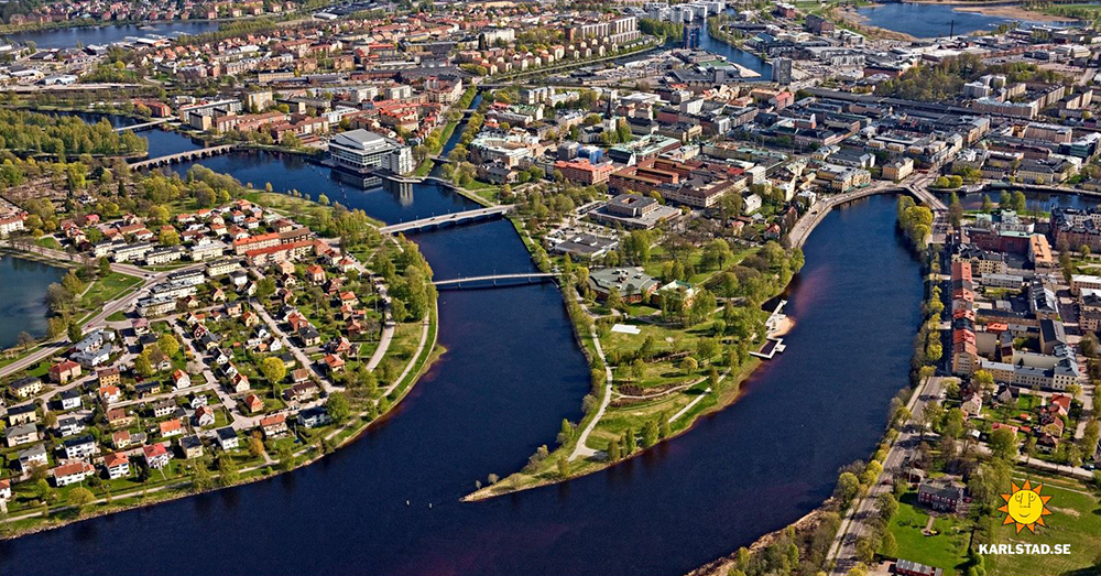 Flygbild över Karlstad